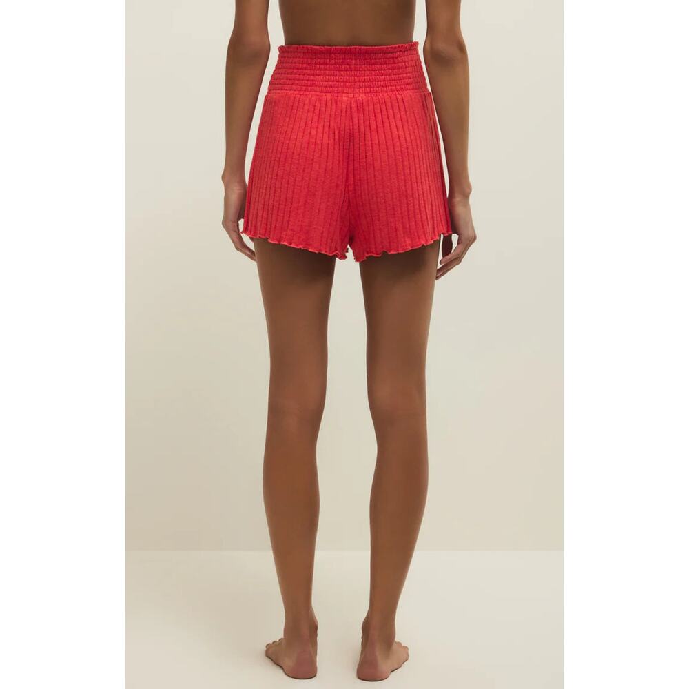 Z Supply Dawn Smocked Silky Rib Short Crimson Crush NWT VARIOUS SIZES - Picture 3 of 4